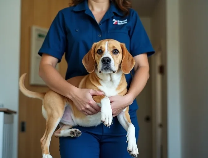 Technician respectfully transporting a deceased dog in Berwick